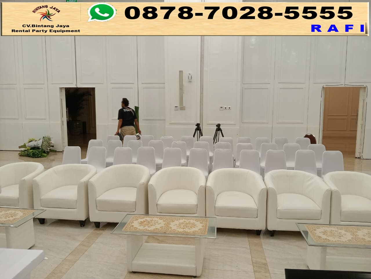 Rental Sofa Desain Oval Warna Putih Jakarta