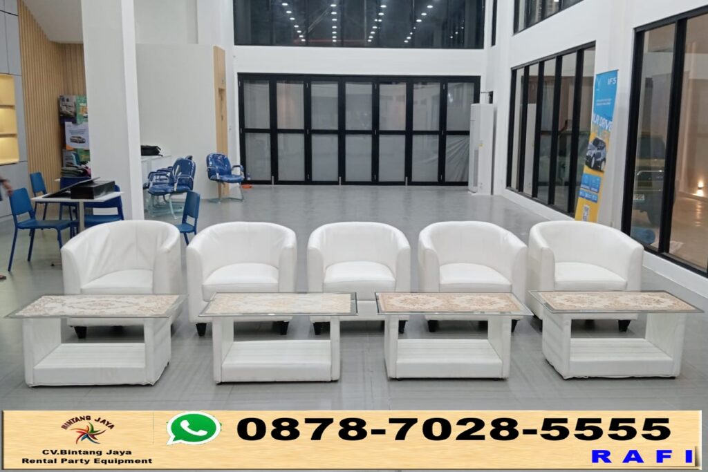Vendor Sewa Sofa Desain Oval Warna Putih Tangerang