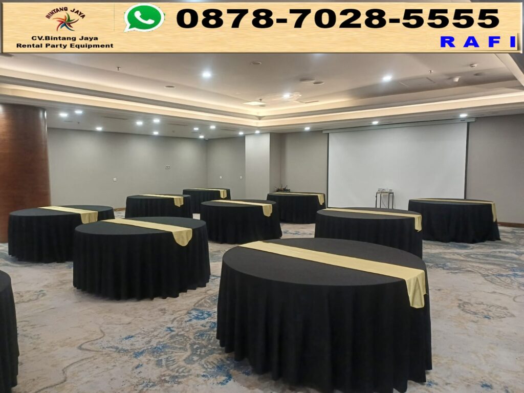 Rental Meja Bundar Taplak Hitam Jakarta