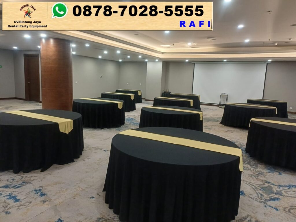 Rental Meja Bundar Taplak Hitam Jakarta