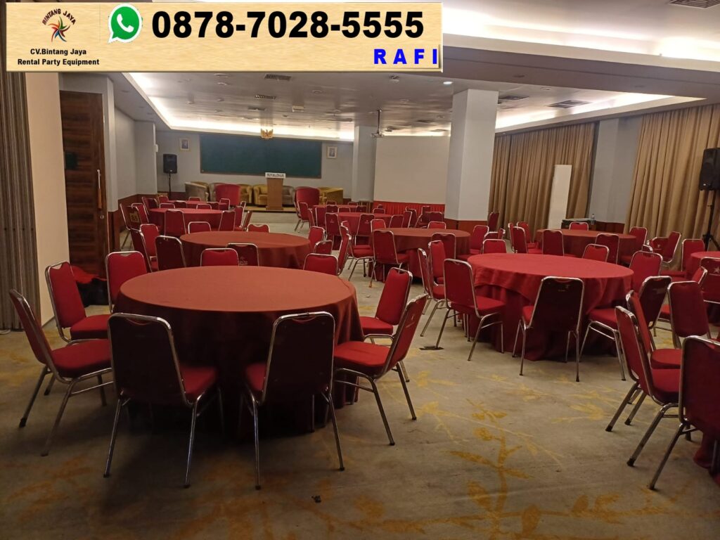 Sewa Kursi Polos Dan Round Table Cover Tebar Merah BSD