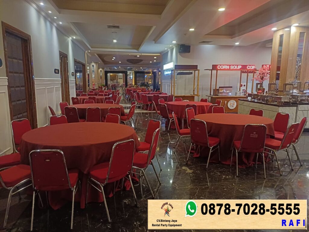 Sewa Kursi Polos Dan Round Table Cover Tebar Merah BSD