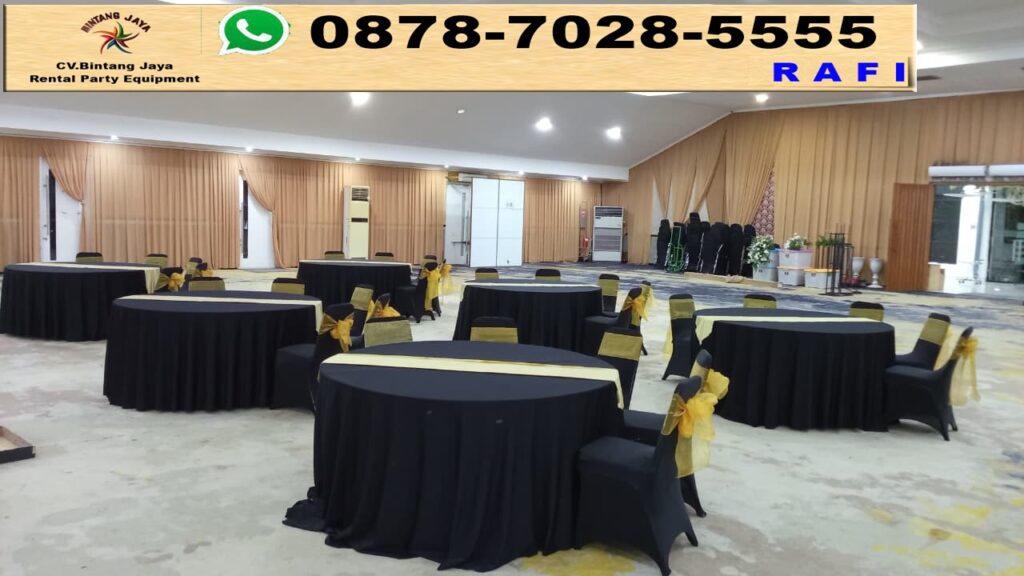 Paket Sewa Meja Bulat, Kotak Dan Tirai Event Di Jakarta