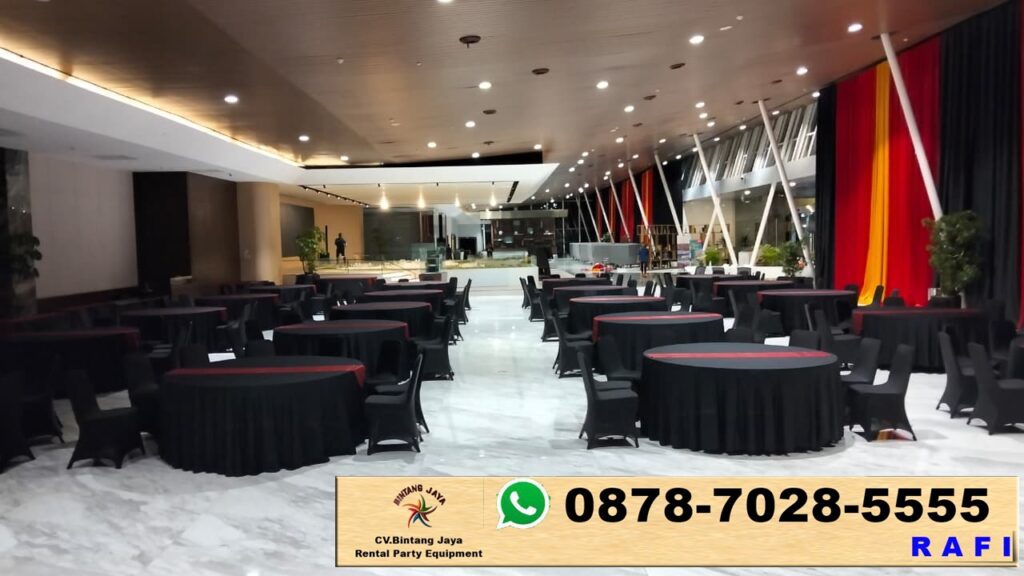 Rental Round Table Dan Kursi Cover Hitam Area BSD Tangerang
