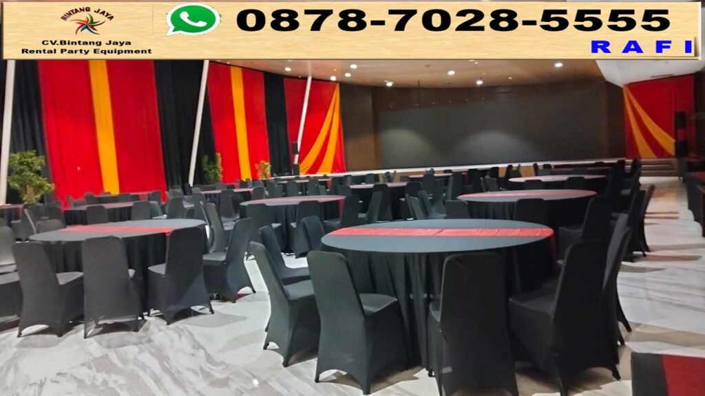 Rental Round Table Dan Kursi Cover Hitam Area BSD Tangerang
