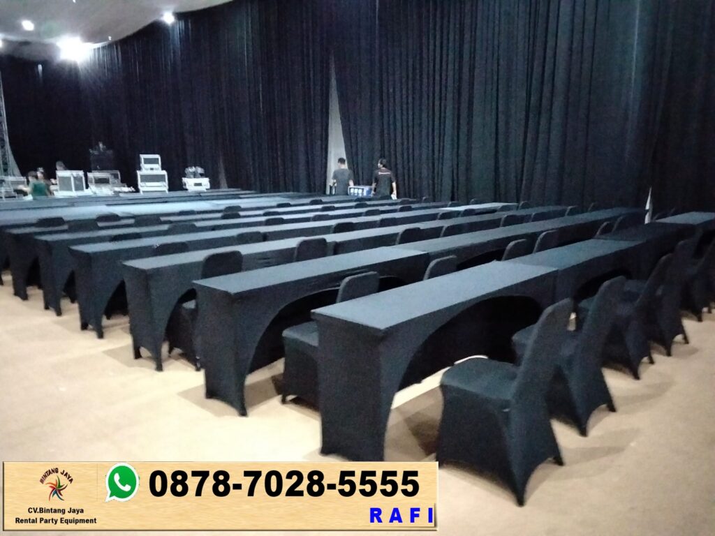 Sewa Meja Ibm, Kursi Futura Lengkap Taplak Dan Sarung Kursi Hitam Jakarta