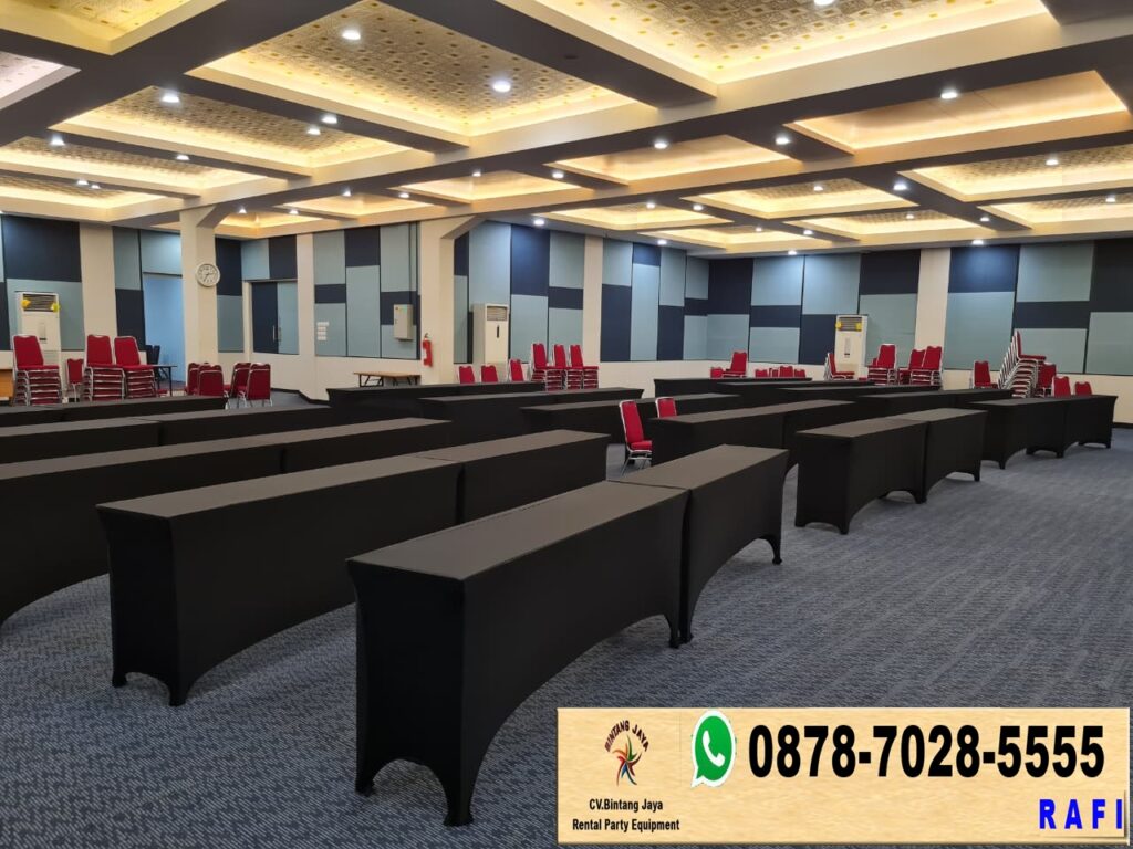 Sewa Meja Ibm Taplak Hitam Dan Kursi Stainless Polos Jakarta