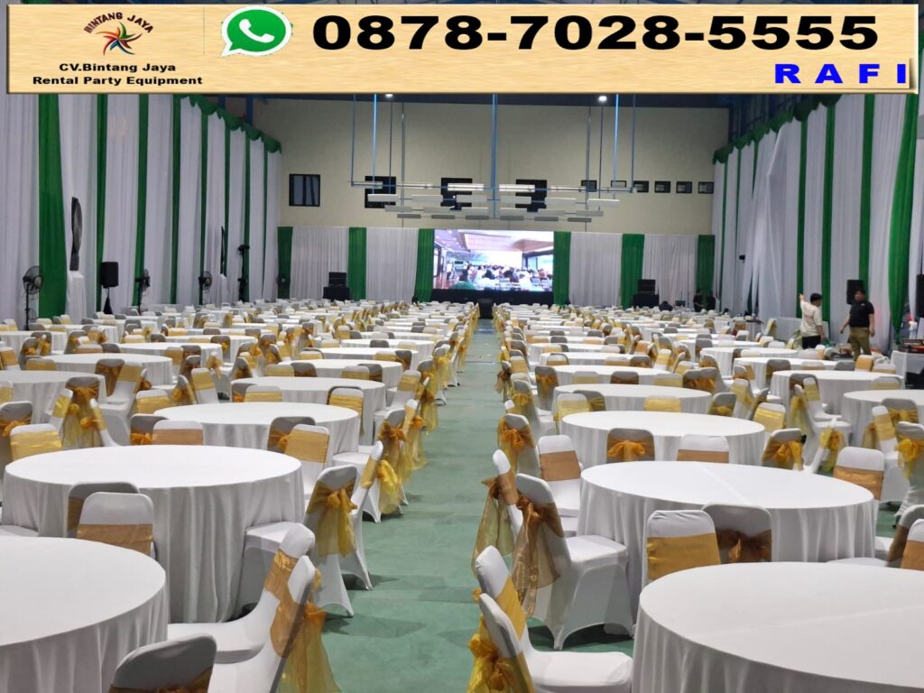 Sewa Round Table Plus Cover Putih Stok Banyak Area Jakarta