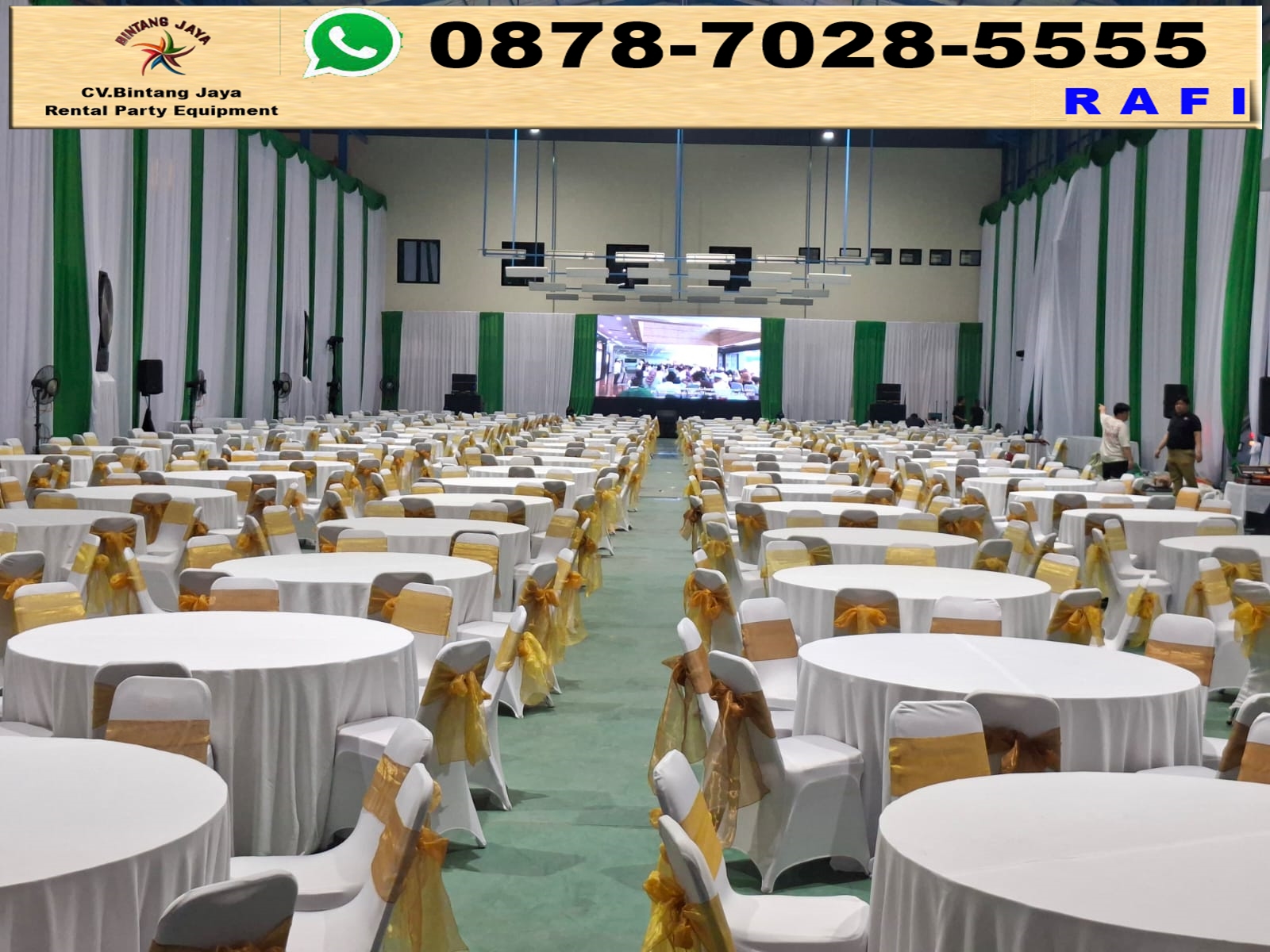 Sewa Round Table Plus Cover Putih Stok Banyak Area Jakarta