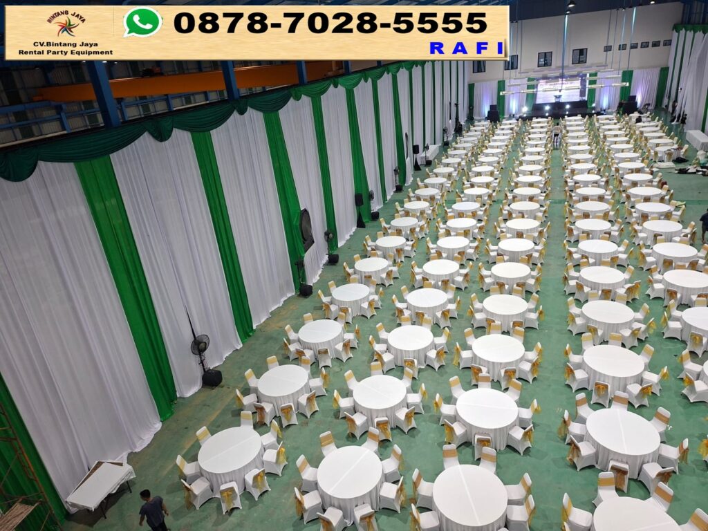 Sewa Round Table Plus Cover Putih Stok Banyak Area Jakarta