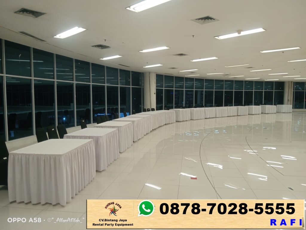 Sewa Meja Kotak Taplak Putih Bersih Area Cipinang Jaktim