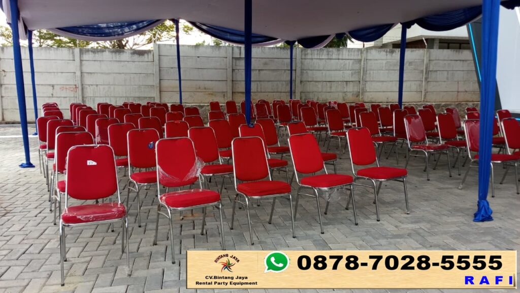 Sewa Tenda Plafon Rumbai Putih Biru Dan Kursi Futura Polos Event PIK 2