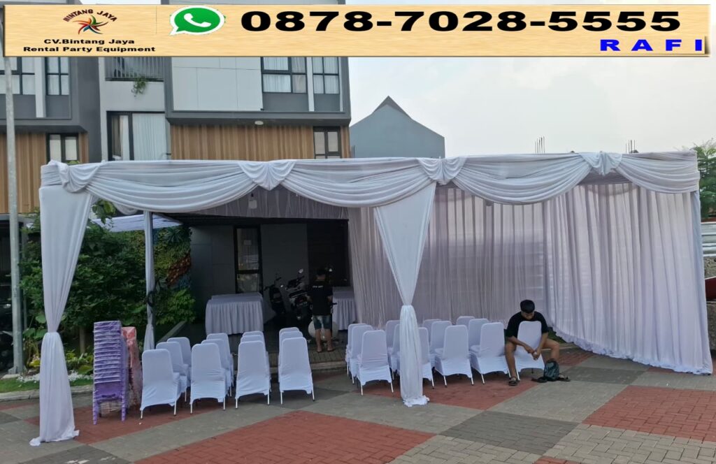 Sewa Tenda Serut Kain Rempel Putih Cibubur Jaktim
