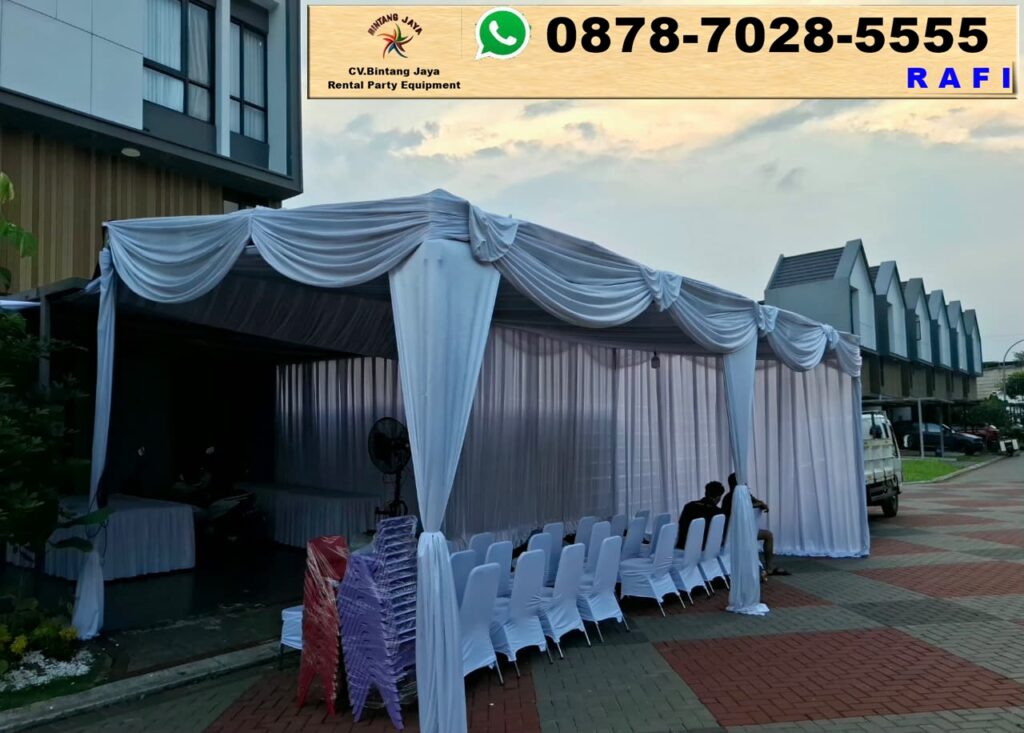 Sewa Tenda Serut Kain Rempel Putih Cibubur Jaktim