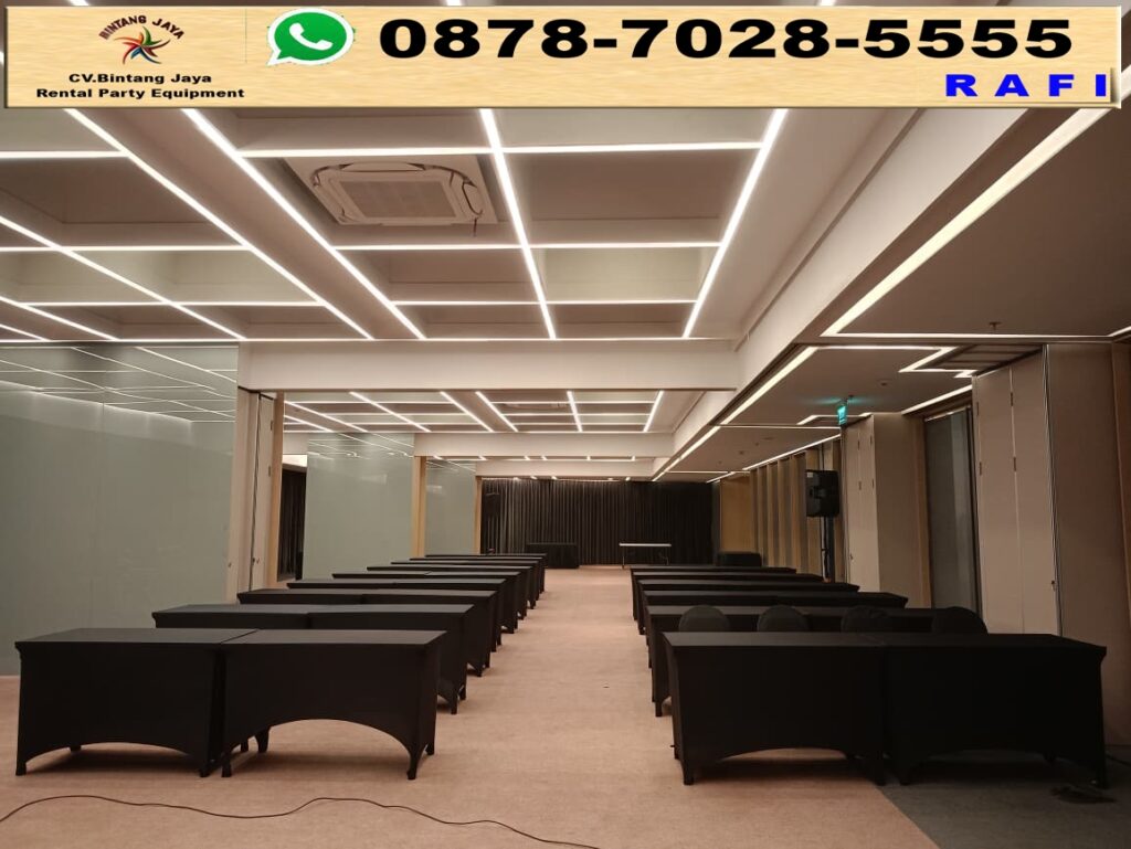 Rental Meja Kotak Taplak Ketat Hitam Event Menara Tendean Jakarta