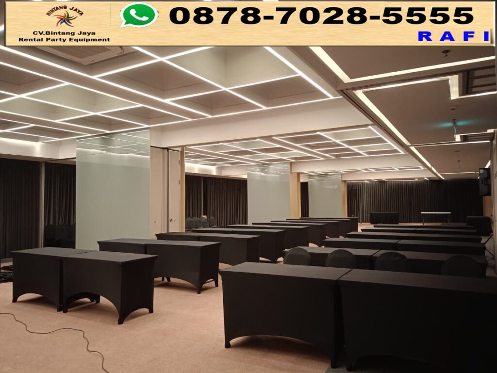 Rental Meja Kotak Taplak Ketat Hitam Event Menara Tendean Jakarta
