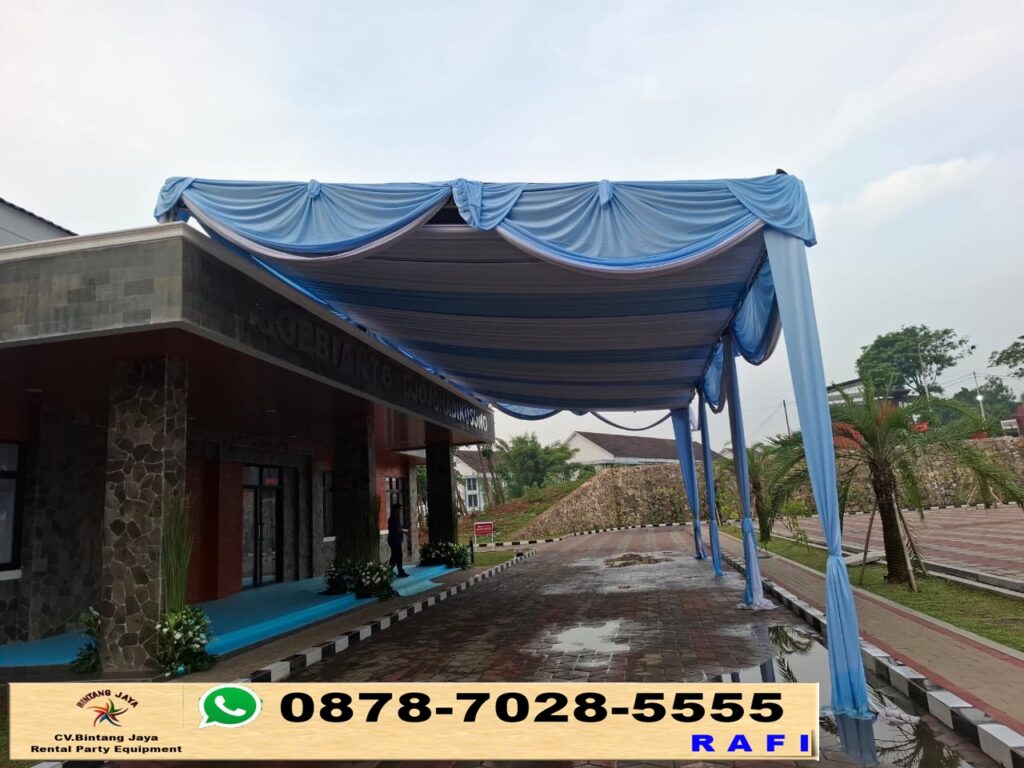 Sewa Tenda Serut Putih Biru Event Kodiklat Serpong