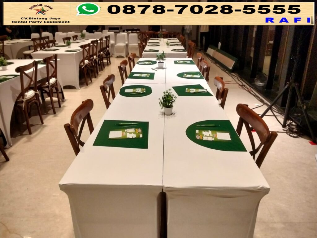 Rental Kursi Silang Kayu Set Meja IBM Bekasi