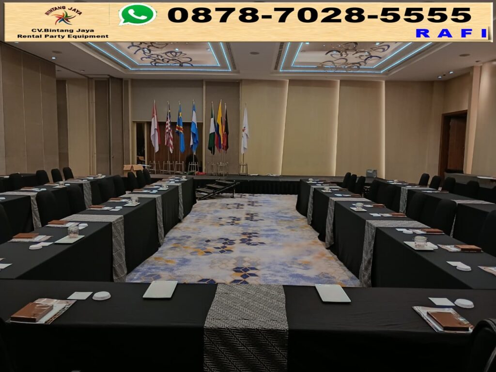 Rental Meja Kotak Runner Cover Hitam Batik Dan Kursi Event Bogor