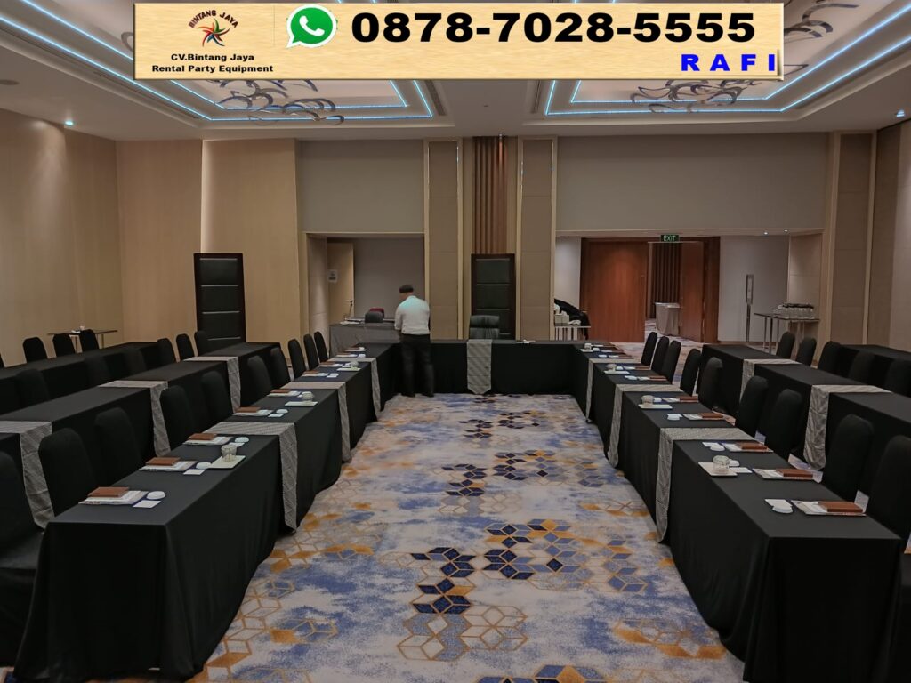 Rental Meja Kotak Runner Cover Hitam Batik Dan Kursi Event Bogor