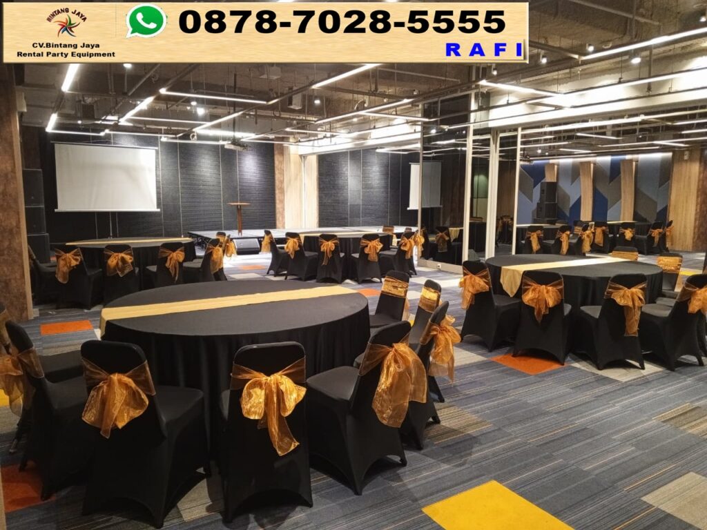Sewa Meja Bulat Dan Kursi Event Cover Hitam Senayan Park Jakpus