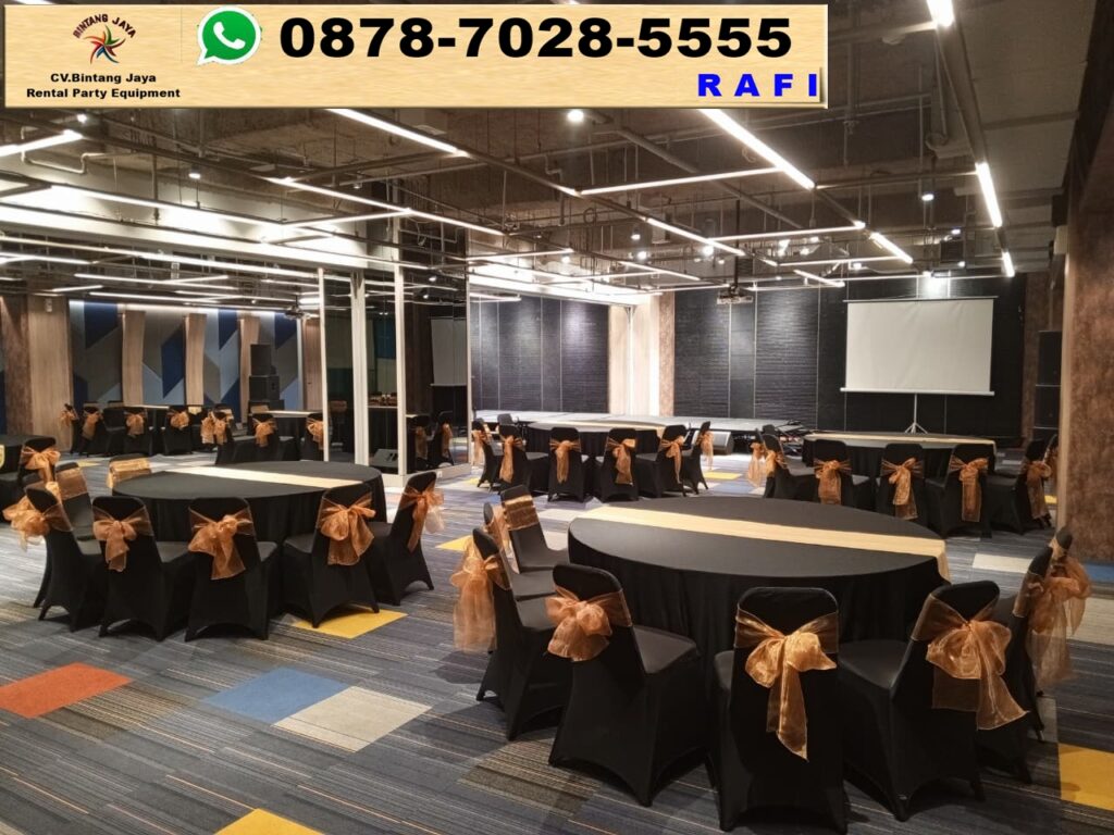 Sewa Meja Bulat Dan Kursi Event Cover Hitam Senayan Park Jakpus