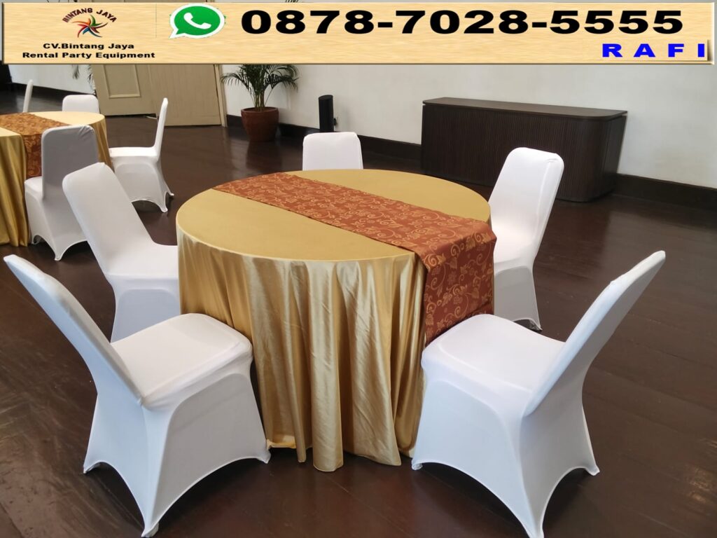 Sewa Kursi Event Dan Meja Bulat Cover Gold Bogor