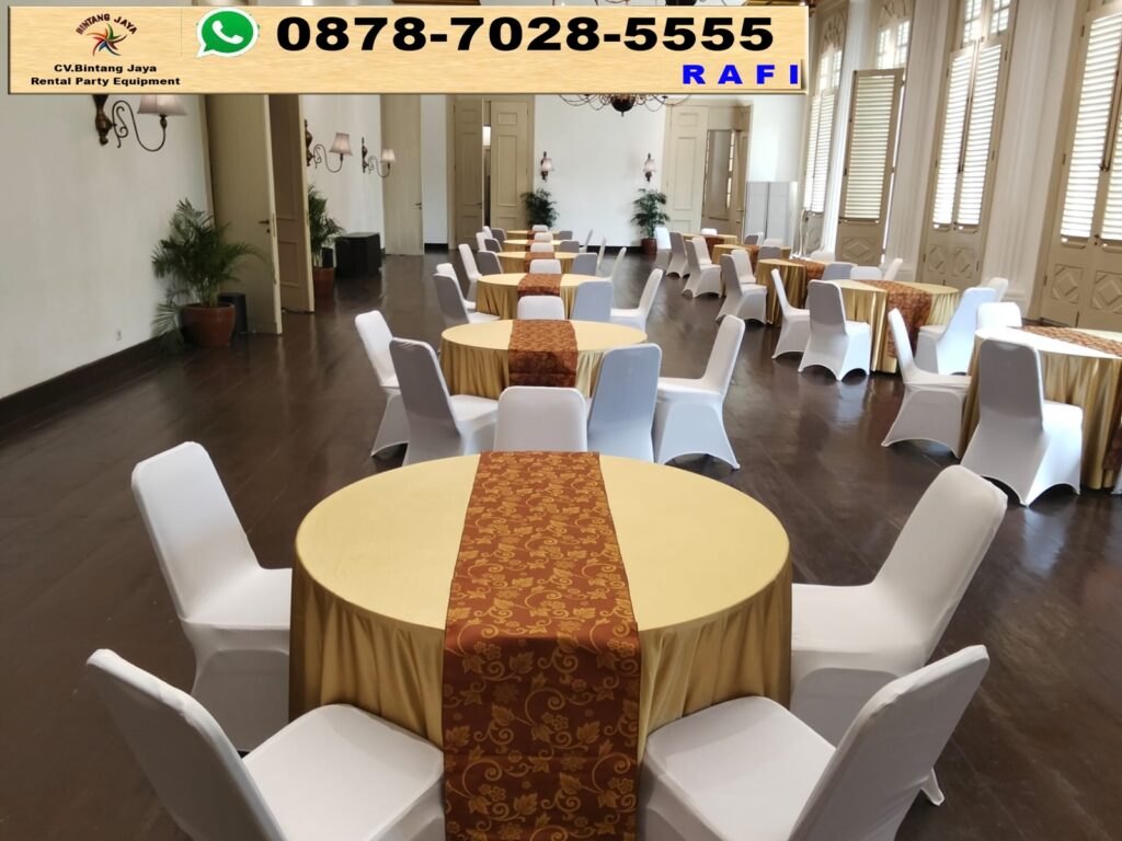 Sewa Kursi Event Dan Meja Bulat Cover Gold Bogor