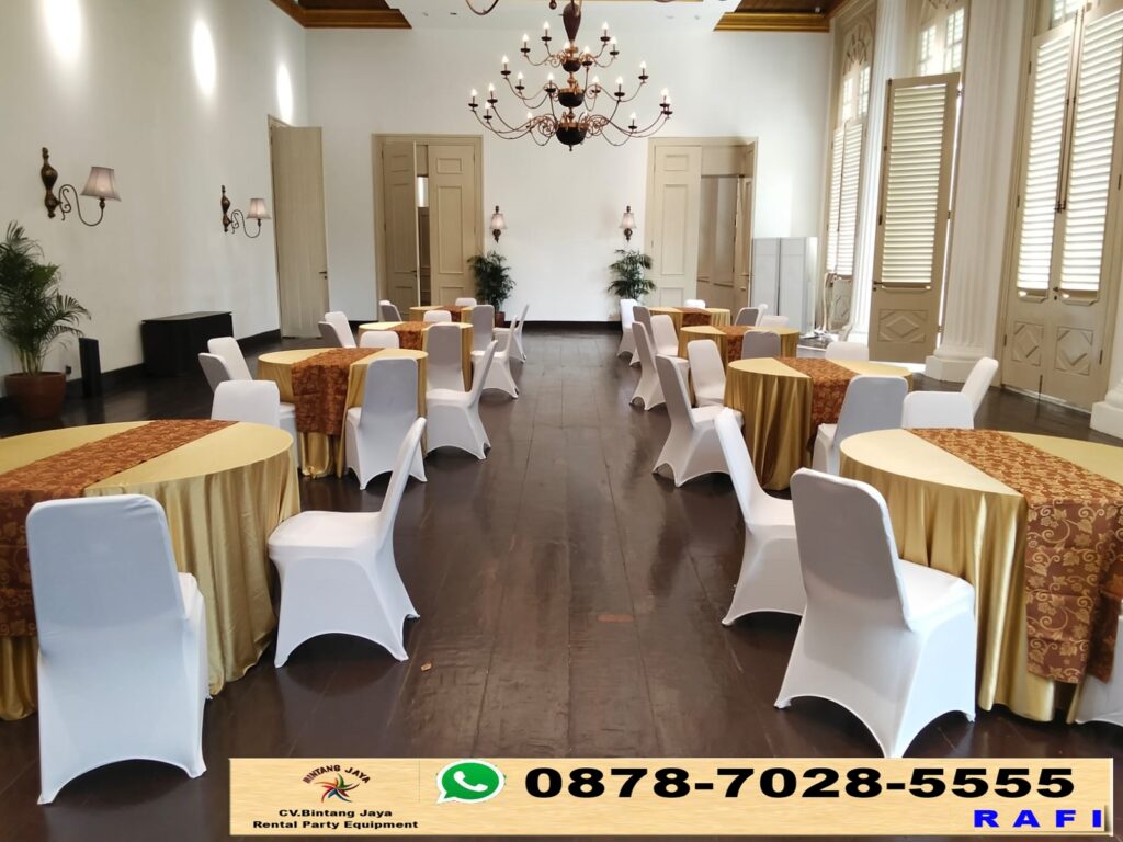 Sewa Kursi Event Dan Meja Bulat Cover Gold Bogor