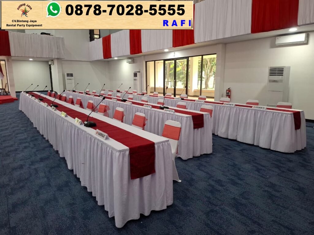 Sewa Long Table Cover Merah Dan Putih Serpong