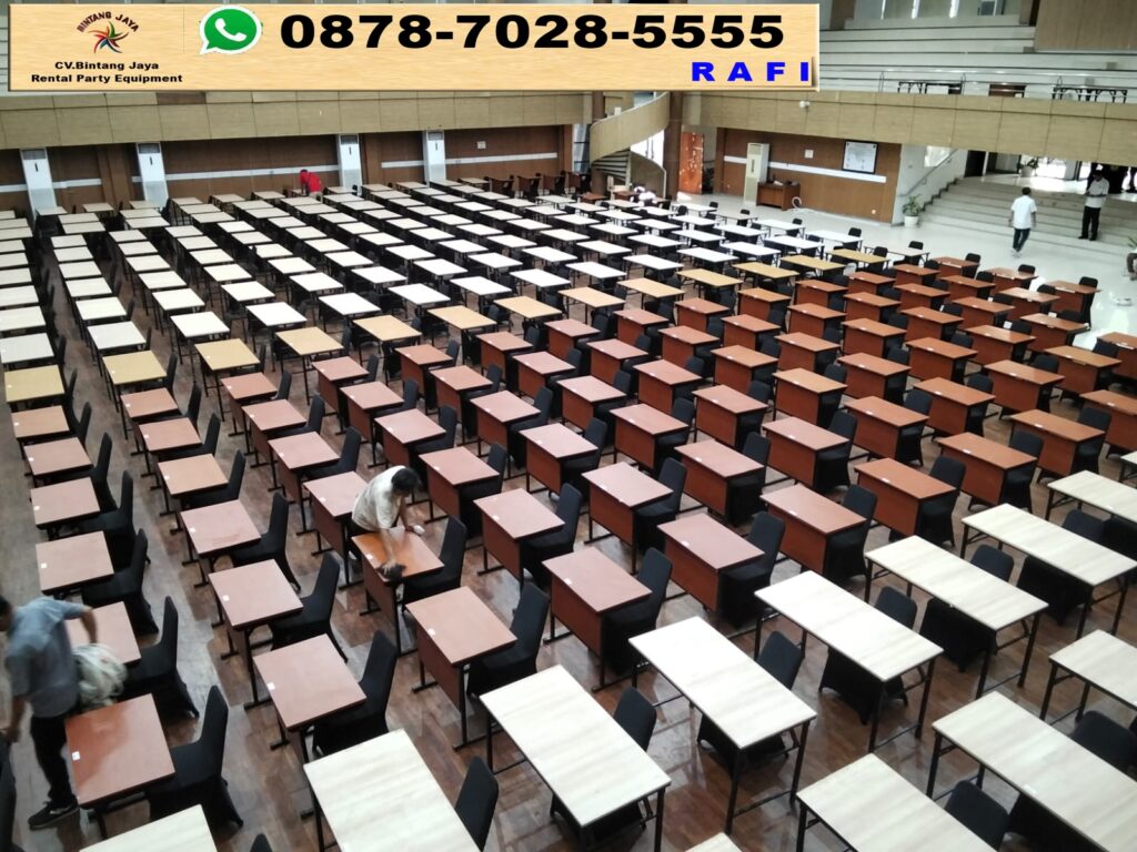 Sewa Meja Test & Meja HPL Lipat Polos Event PKN STAN Jakarta