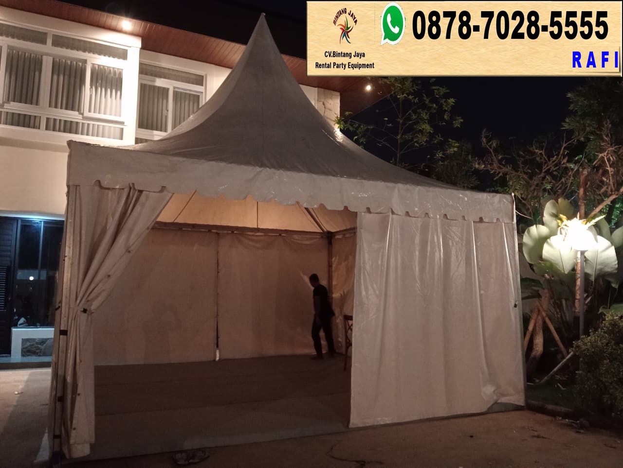 Sewa Sarnafil Tenda Kerucut Atap Putih Cilangkap Jakarta