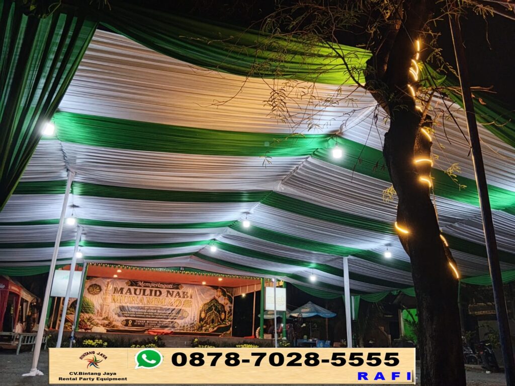 Sewa Tenda Serut Hijau Putih Dan Kursi Susun Bekasi 0878-7028-5555