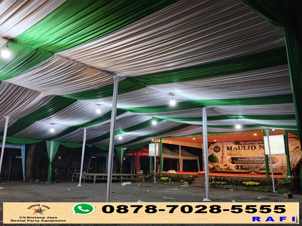 Sewa Tenda Serut Hijau Putih Dan Kursi Susun Bekasi 0878-7028-5555