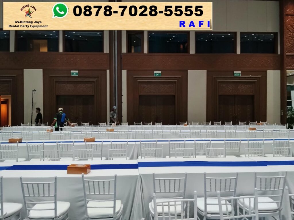 Vendor Sewa Meja Kotak Plus Tiffany Putih Di Senayan