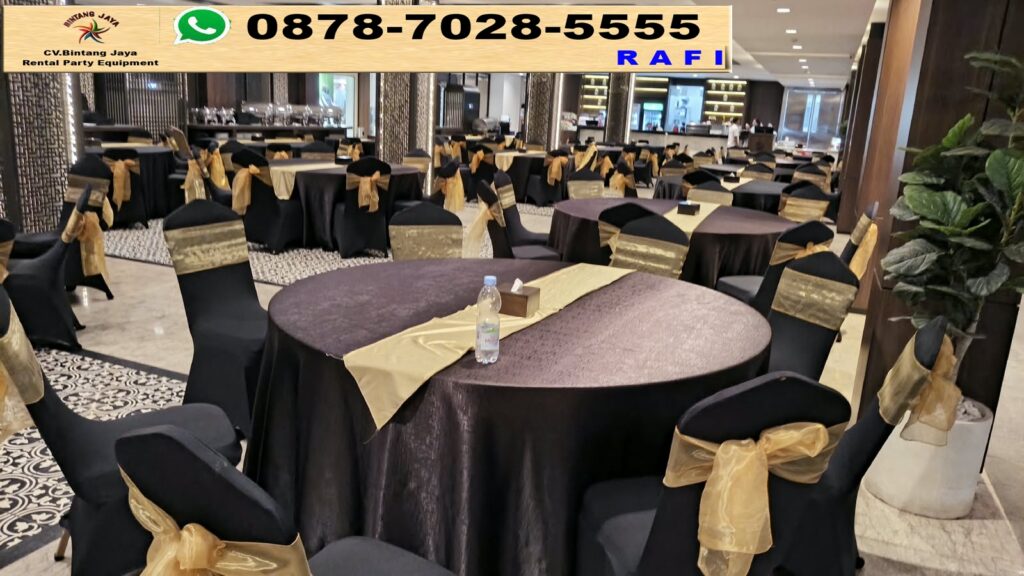 Sewa Meja Bundar Taplak Tebar Hitam Jakarta 0878-7028-5555