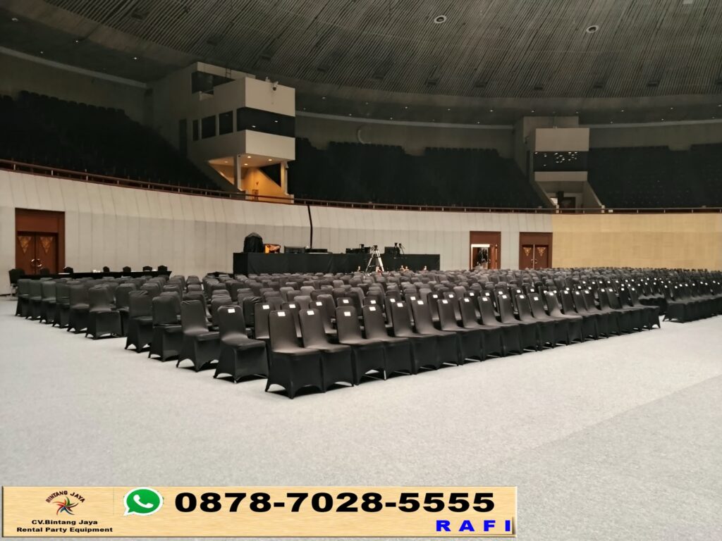 Sewa Kursi Event Cover Hitam Ketat JCC Jakpus 0878-7028-5555