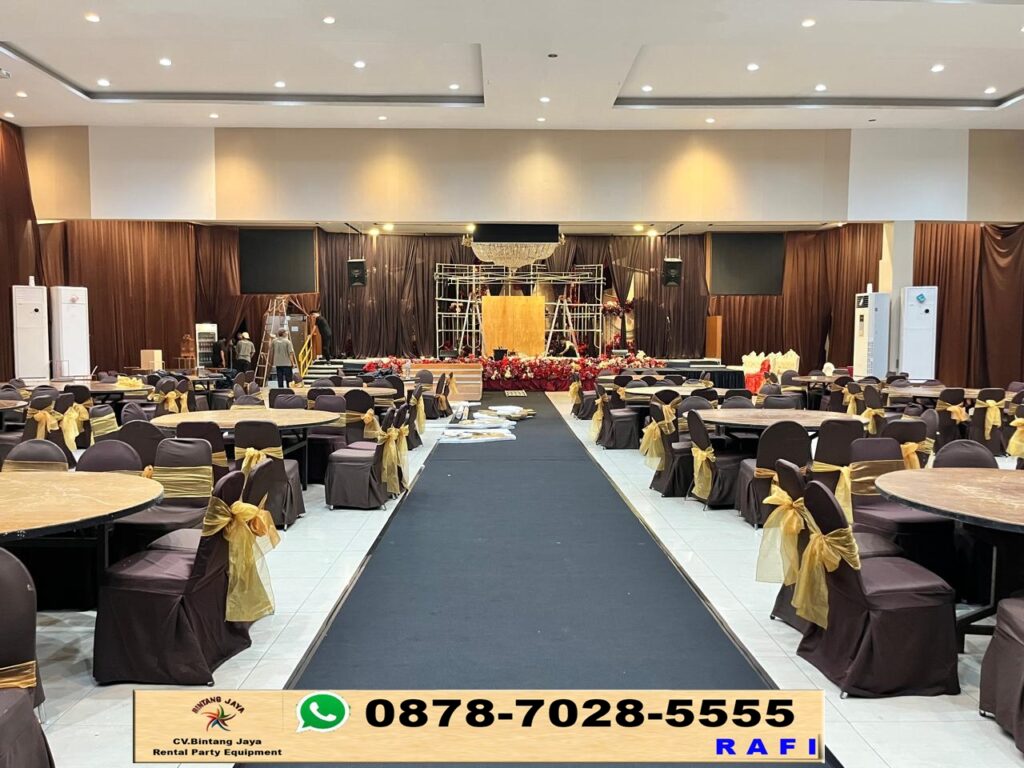 Sewa Tirai Coklat Event Grand Hwa Yen Jakbar 0878-7028-5555